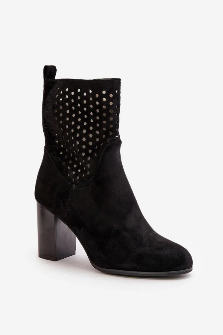 Boto Botki Na Słupku|Botki Na Obcasie*Botki Damskie Na Słupku Zapinane Na Zamek Czarne Meriadne