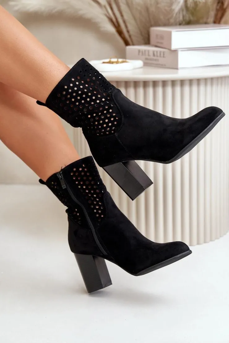 Boto Botki Na Słupku|Botki Na Obcasie*Botki Damskie Na Słupku Zapinane Na Zamek Czarne Meriadne