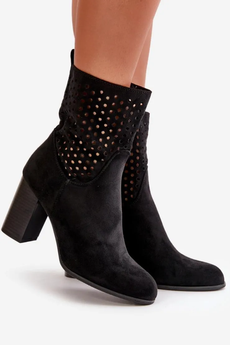 Boto Botki Na Słupku|Botki Na Obcasie*Botki Damskie Na Słupku Zapinane Na Zamek Czarne Meriadne