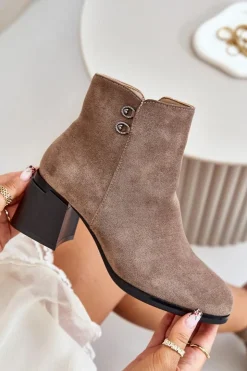 Boto Botki Na Słupku|Brązowe I Beżowe Botki*Botki Damskie Na Słupku Zapinane Na Zamek Ciemnobeżowe Tinamar