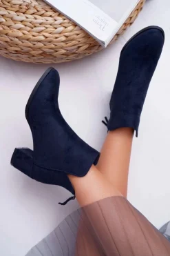 Damskie Buty damskie Vinceza Botki Damskie Na Słupku Zamszowe Granatowe Mimosa