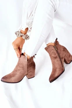 Damskie Buty damskie Vinceza Botki Damskie Na Słupku Zamszowe Beżowe Carrick