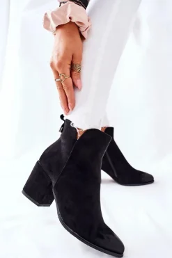 Buty damskie Vinceza Botki Na Słupku|Czarne Botki*Botki Damskie Na Słupku Zamszowe Czarne Carrick
