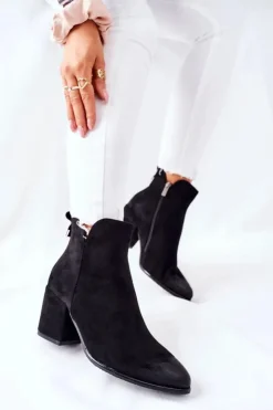 Buty damskie Vinceza Botki Na Słupku|Czarne Botki*Botki Damskie Na Słupku Zamszowe Czarne Carrick