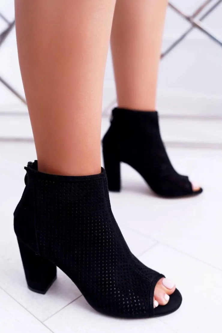 Damskie Boto Botki Damskie Na Słupku Zamszowe Czarne Jessin