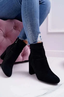 Online Boto Botki Damskie Na Słupku Zamszowe Czarne Greybond