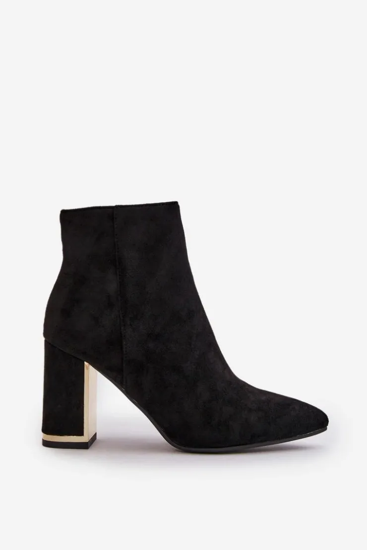 Boto Botki Na Słupku|Botki Na Obcasie*Botki Damskie Na Słupku Zapinane Na Zamek Ocieplane Eko Zamszowe Czarne Mevair