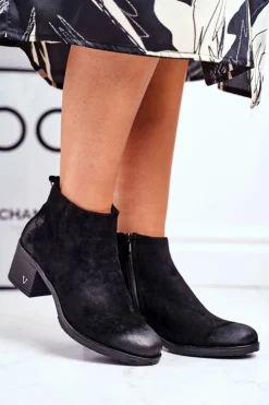 Damskie Buty damskie Vinceza Botki Damskie Na Słupku Zamszowe Czarne Volares