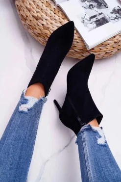 Damskie Boto Botki Damskie Na Szpilce Zamszowe Famaq