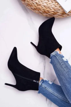 Damskie Boto Botki Damskie Na Szpilce Zamszowe Famaq