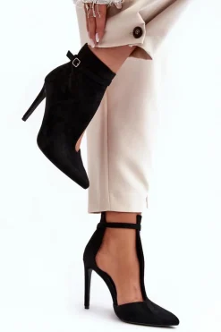 Boto Botki Na Obcasie|Botki Zamszowe*Botki Damskie Na Szpilce Z Eko Zamszu Czarne Amalundi Czarny