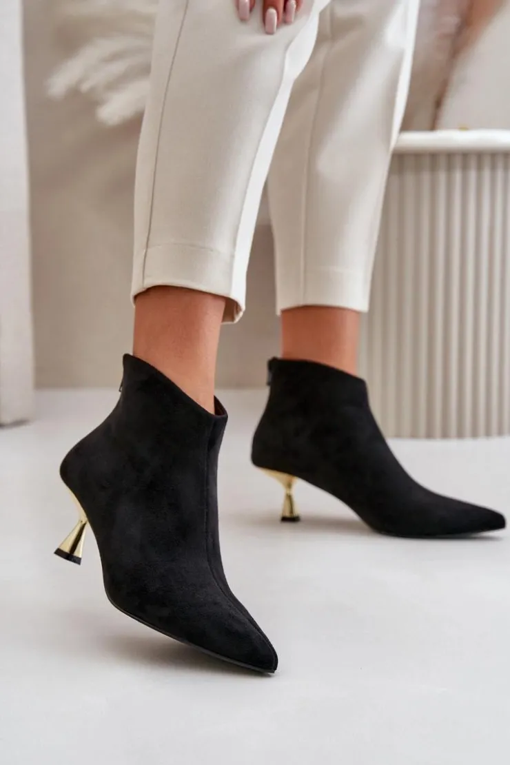 Boto Botki Na Obcasie|Botki Zamszowe*Botki Damskie Na Szpilce Eko Zamszowe Czarne Terlena