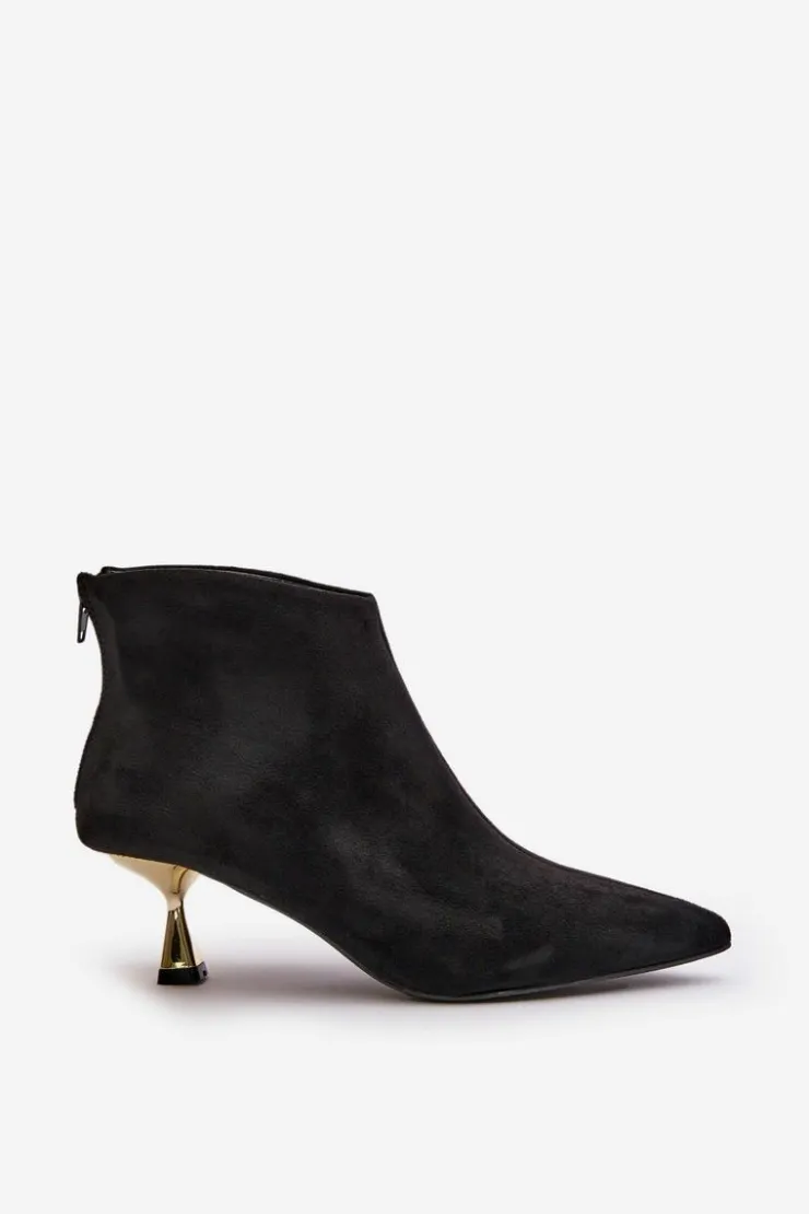 Boto Botki Na Obcasie|Botki Zamszowe*Botki Damskie Na Szpilce Eko Zamszowe Czarne Terlena