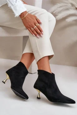 Boto Botki Na Obcasie|Botki Zamszowe*Botki Damskie Na Szpilce Eko Zamszowe Czarne Terlena