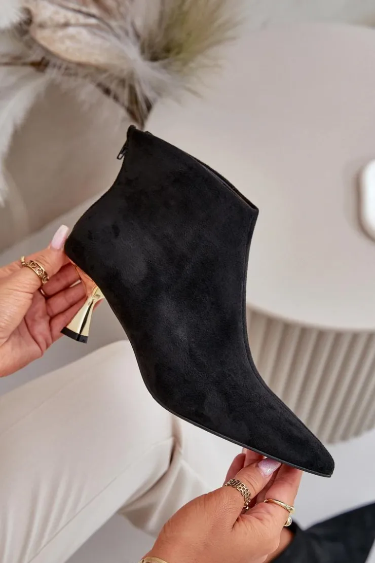 Boto Botki Na Obcasie|Botki Zamszowe*Botki Damskie Na Szpilce Eko Zamszowe Czarne Terlena