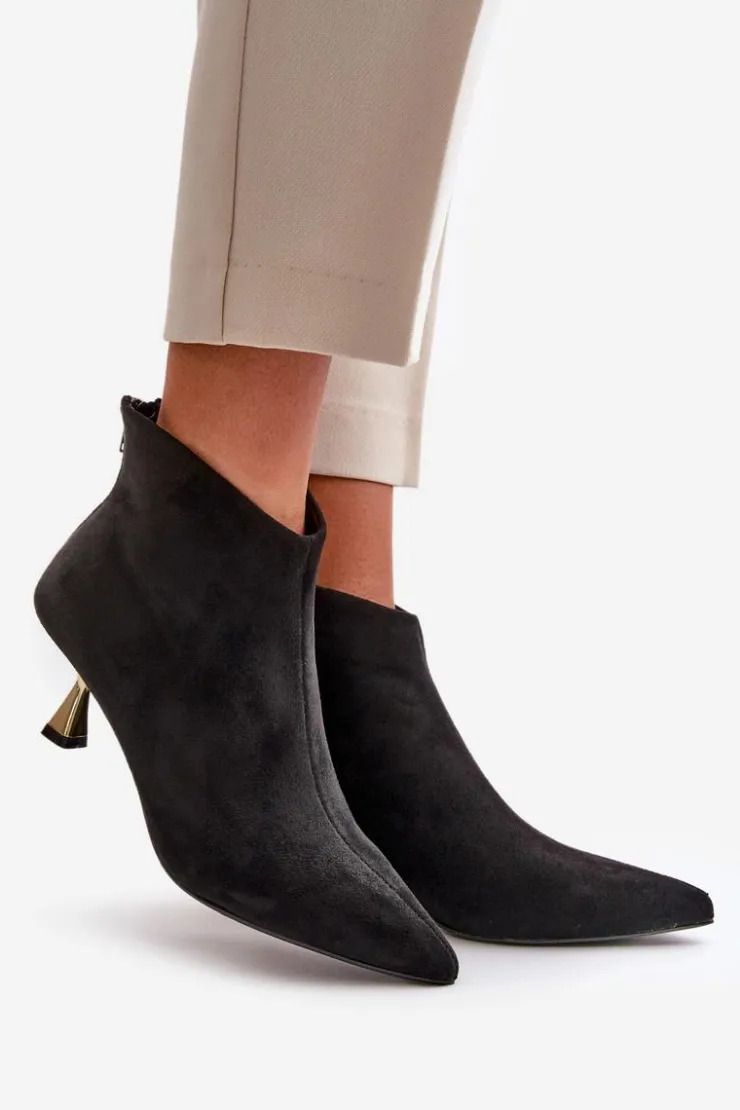 Boto Botki Na Obcasie|Botki Zamszowe*Botki Damskie Na Szpilce Eko Zamszowe Czarne Terlena