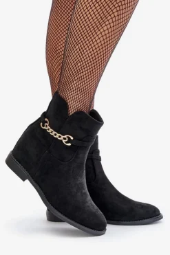 Boto Botki Damskie Na Ukrytym Koturnie Z Eko Zamszu Czarne Ofcorna