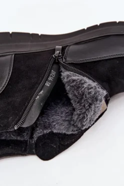 Boto Botki Ocieplane|Botki Zimowe Damskie*Botki Damskie Na Zamek Ocieplane Futerkiem Czarne Breena