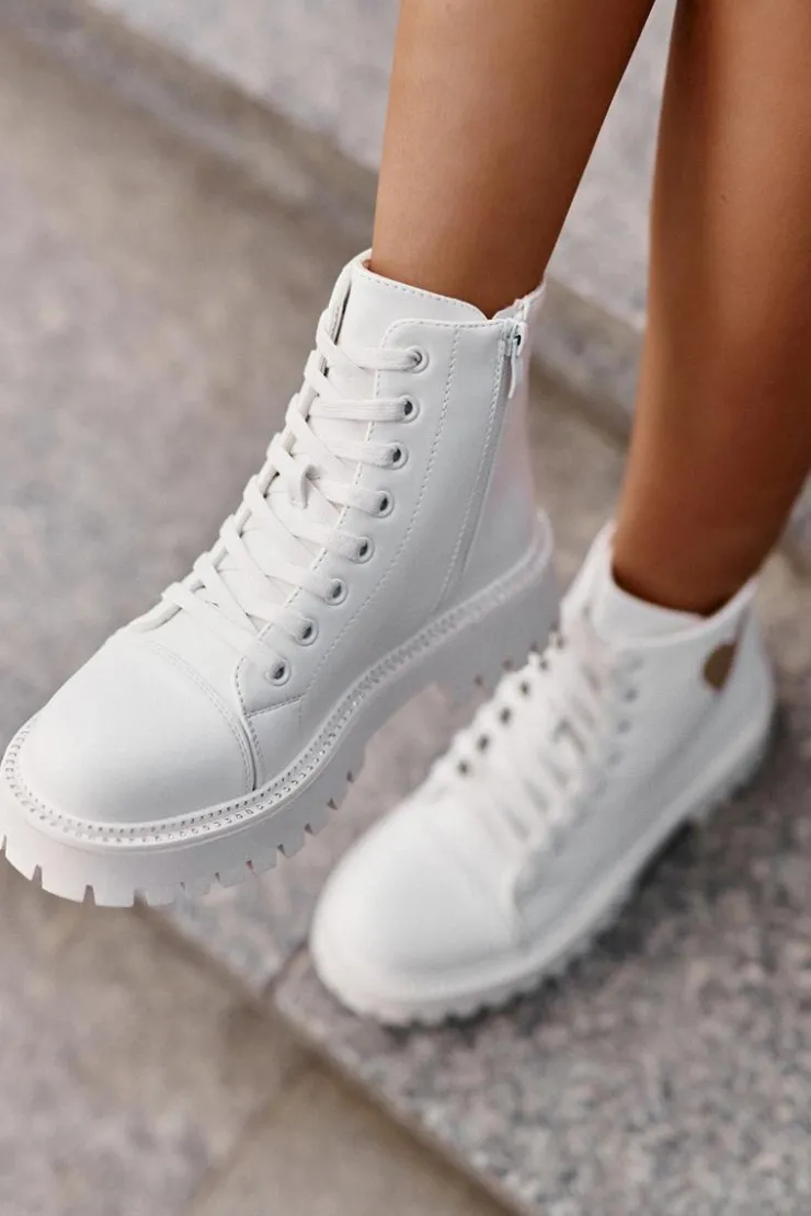 Boto Botki Sznurowane|Czarne Botki*Botki Damskie Na Zamek Z Ozdobnym Sercem Białe Obeena