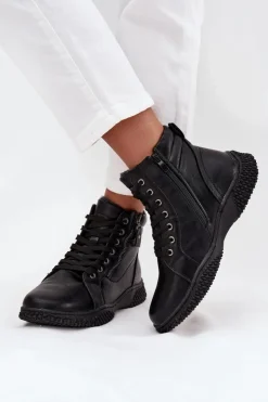 Evento Botki Ocieplane|Damskie Trapery*Botki Damskie Ocieplane Futerkiem Z Eko Skóry Czarne Ulverina Czarny