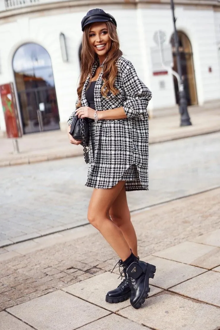 Outlet Boto Botki Damskie Ocieplane Na Platformie z Nerką Czarne Tension