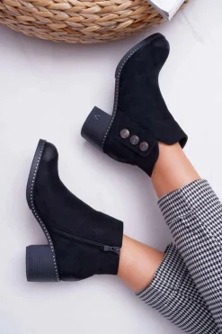 Best Buty damskie Vinceza Botki Damskie Płaski Obcas Czarne Tristram