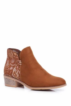Clearance Boto Botki Damskie Płaski Obcas Wiosenne Camel Elizabeth