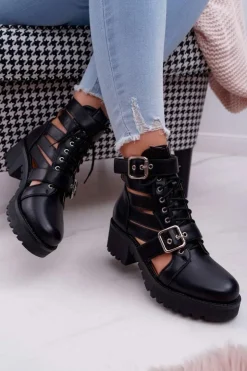 Boto Botki Sznurowane|Brązowe I Beżowe Botki*Botki Damskie Płaski Obcas Wiosenne Czarne Single