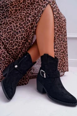 Boto Botki Na Słupku|Botki Na Obcasie*Botki Damskie Płaski Obcas Czarne Arraso