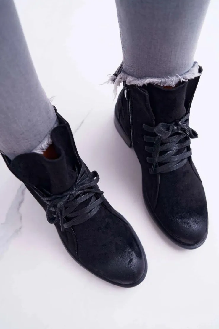 Online Buty damskie Vinceza Botki Damskie Płaski Obcas Workery Czarne Teref