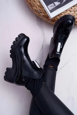 Boto Botki Damskie Płaski Obcas Czarne Emelia