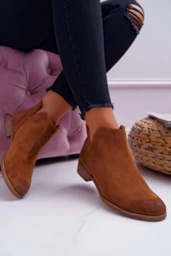 Boto Botki Wiosenne|Brązowe I Beżowe Botki*Botki Damskie Płaski Obcas Wiosenne Skórzane Brązowe Madness