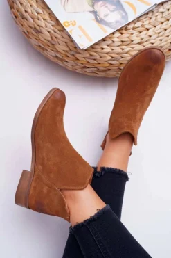 Boto Botki Wiosenne|Brązowe I Beżowe Botki*Botki Damskie Płaski Obcas Wiosenne Skórzane Brązowe Madness