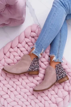 Damskie Boto Botki Damskie Płaski Obcas Wiosenne Skórzane Beżowe Madness