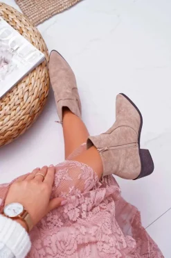 Boto Brązowe I Beżowe Botki|Botki Zamszowe*Botki Damskie Płaski Obcas Beżowe Umberco