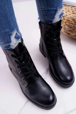 Damskie Buty Sergio Leone Botki Damskie Płaski Obcas Czarne Sergio Leone TR718