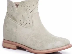 Best Boto Botki Damskie Płaski Obcas Zamszowe Ażurowe Zielone Raffe