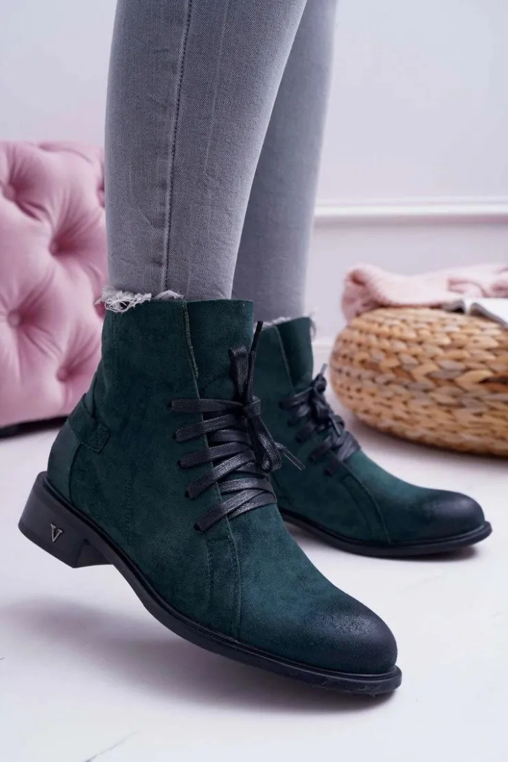 Damskie Buty damskie Vinceza Botki Damskie Płaski Obcas Workery Zielone Teref