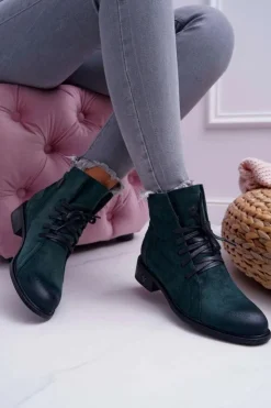 Damskie Buty damskie Vinceza Botki Damskie Płaski Obcas Workery Zielone Teref
