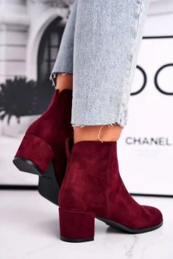 Damskie Buty Sergio Leone Botki Damskie Sergio Leone Bordowe BT528