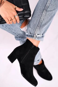 Buty Sergio Leone Botki Na Słupku|Czarne Botki*Botki Damskie Sergio Leone Czarne BT528