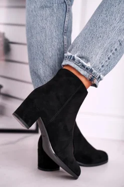 Buty Sergio Leone Botki Na Słupku|Czarne Botki*Botki Damskie Sergio Leone Czarne BT528