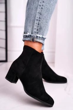 Buty Sergio Leone Botki Na Słupku|Czarne Botki*Botki Damskie Sergio Leone Czarne BT528