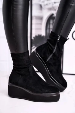 Damskie Buty Sergio Leone Botki Damskie Sergio Leone BT730 Czarne