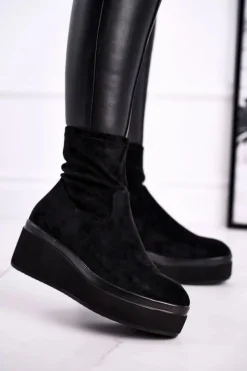 Damskie Buty Sergio Leone Botki Damskie Sergio Leone BT730 Czarne