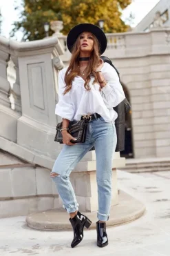 Damskie Buty Sergio Leone Botki Damskie Sergio Leone Sztyblety Lakierowane Czarne BT621