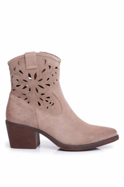 Damskie buty S.Barski Botki Damskie Skórzane Beżowe Barski 12622