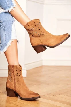 Damskie Damskie buty S.Barski Botki Damskie Skórzane Camel Barski 12622