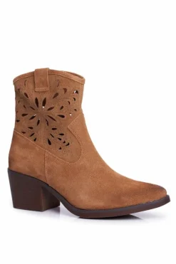 Damskie Damskie buty S.Barski Botki Damskie Skórzane Camel Barski 12622