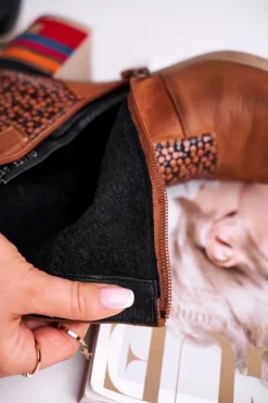 Maciejka Botki Maciejka|Botki Na Słupku*Botki Damskie Skórzane Rude 04635-29